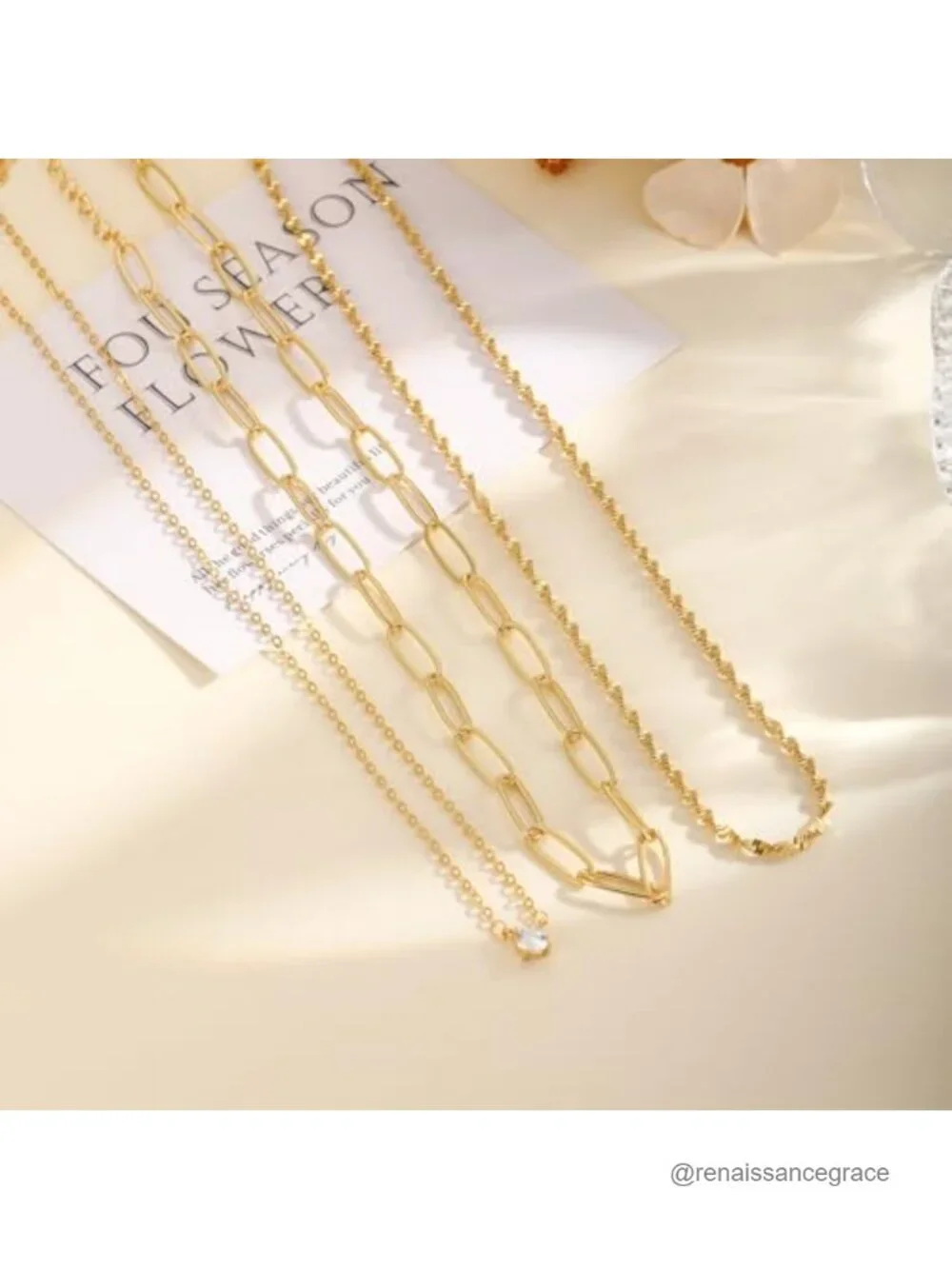 3PCS Layered Gold Plated Necklace Set Dainty Waterproof Choker for Women